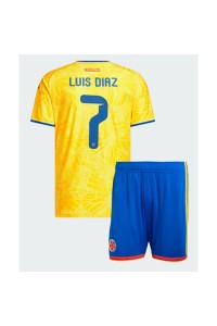 Kolumbia Luis Diaz #7 Jalkapallovaatteet Lasten Kotipeliasu MM-kisat 2026 Lyhythihainen (+ Lyhyet housut)